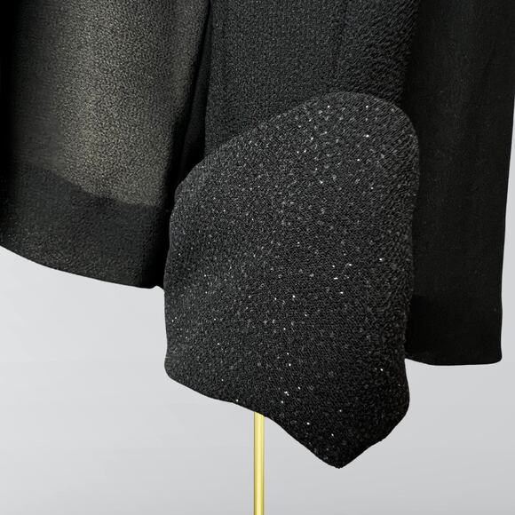 Vintage Metaphor Black Sheer Sparkle Trim Flowy Cardigan - Picture 4 of 6